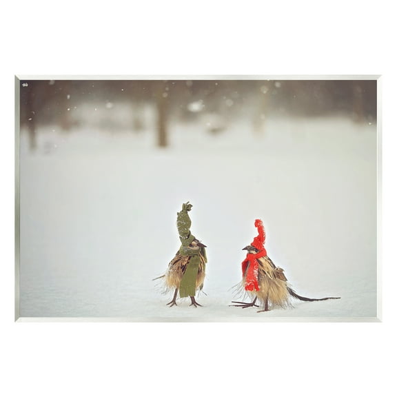 Stupell Industries Birds In Scarves Winter Snow Animals & Insects Photography Unframed Art Print Wall Art