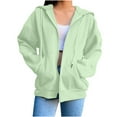 thumbnail image 2 of Womens Hoodies For Women Zip Up Oversized Solid Color Sweatshirt With Pocket Casual Long Sleeve Fall Hooded Jacket Soft Skin-Friendly Rayon And Polyester Xl Sweatshirt For Women, 2 of 7