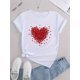 thumbnail image 2 of Fashion Heart Graphic Sports Short Sleeve T-shirts, Print Casual Sports Slim Tops For Running, Women's Summer Tops Tee For adult, Men, Women, Teen, Teenager, adolescent, Youth, 2 of 6