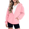thumbnail image 3 of Resicozy Girls Zip-up Hoodie Light Jackets with Pockets, Long Sleeve Sweatshirt for Kids, Fashion Casual Youth Fall Clothes 2-13 Years Light pink 100, 3 of 9