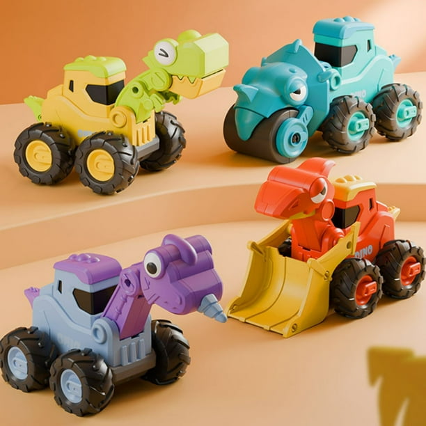 onlyliua para Interior/Exterior Juguete Educativo para Niños, Vehículo de Ingeniería de Dinosaurios, Excavadora de Empuje y Empuje, Regalo para Niños