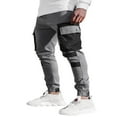 thumbnail image 3 of Men‘s Pockets Patchwork Cargo Trousers Color Block Casual Trousers Long Pants, 3 of 5