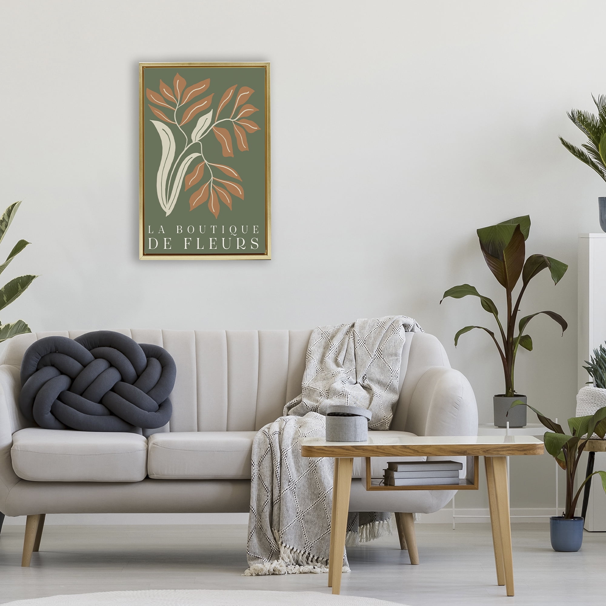Stupell Industries Flower Shop Midcentury Minimal Gold Framed Floater Canvas Wall Art, design by Emily Navas
