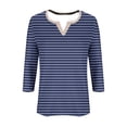 thumbnail image 5 of TFEOQRY Blouses for Women Casual Stripe Printed Fashionable Pullover Shirt Long Sleeve V-Neck Tops Dark Blue, 5 of 5