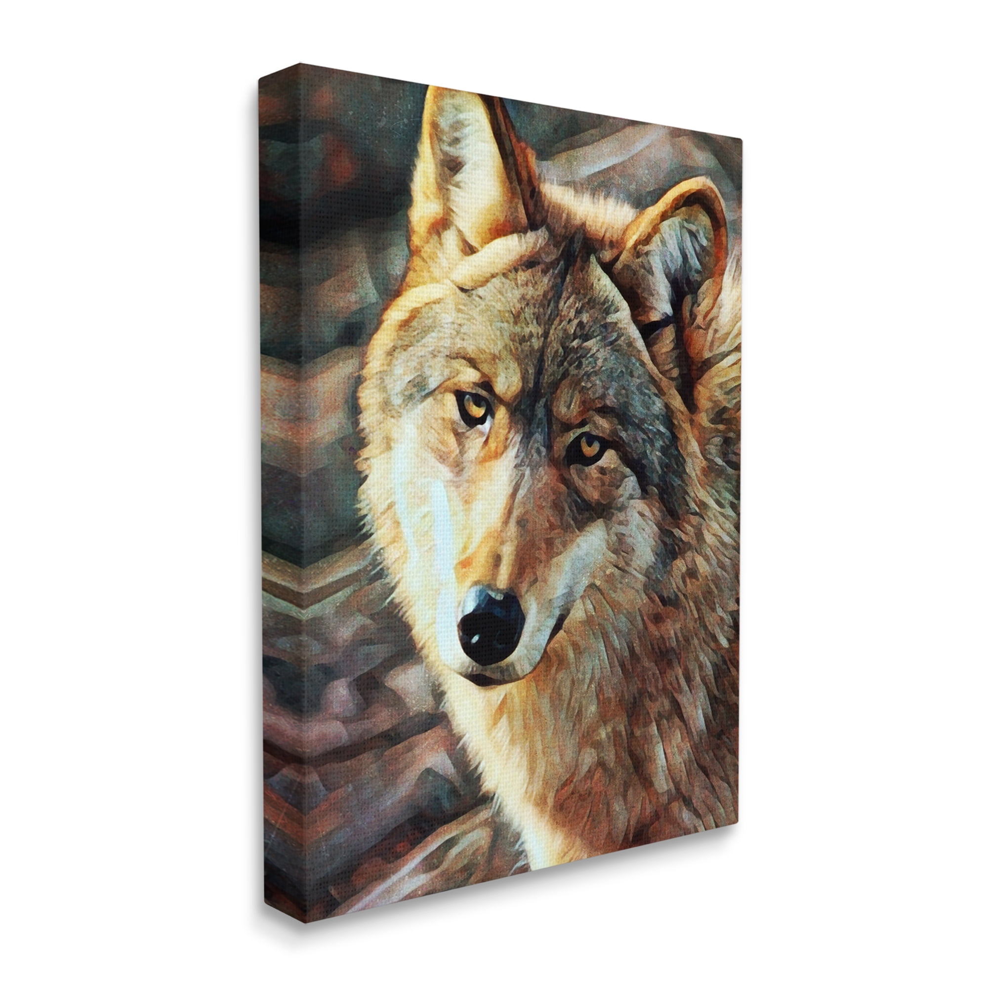 Stupell Wolf Gazing Wildlife Animal Portrait Animals & Insects Painting Gallery Wrapped Canvas Print Wall Art