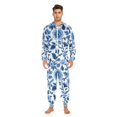 thumbnail image 3 of FORMRS Onesies Pajama for Adults Unisex Hoodie Winter Jumpsuit One Piece Sleepwear, Sizes S-2XL, Blue Floral Pattern, 3 of 7