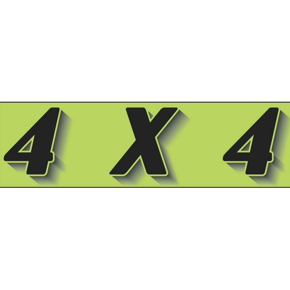 Rectangular Slogan Windshield Sticker - Black/Neon Green - "4 X 4" - 14 1/2ʺL x 2 3/4ʺH - Pack of 12