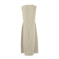 thumbnail image 4 of CHGBMOK Women Dress Button V Neck Sleeveless Long Dress Solid Loose Casual Shift Dress Wedding Guest Party Formal Dress, 4 of 6
