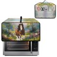 thumbnail image 2 of Renewold Toaster Oven Dust Cover Linen-Look Polyester Washable Convection Oven Air Fryer Small Appliance Protection Case Kitchen Accessories, 20.5 x 16.5 x 10 Inches, Brown Horse Flower Forest, 2 of 7