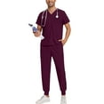 thumbnail image 2 of Garbnen Medical Scrubs Set for Men Stretch V-Neck Scrub Shirts for Men & Jogger Scrub Pants Nursing Uniform with Pockets, 2 of 5