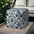 thumbnail image 2 of HomeRoots 17" Blue Polyester Cube Indoor Outdoor Pouf Ottoman, 2 of 3