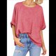 thumbnail image 2 of Camiseta Holgada Informal de Verano de Corta para Mujer. Rojo M, 2 of 8