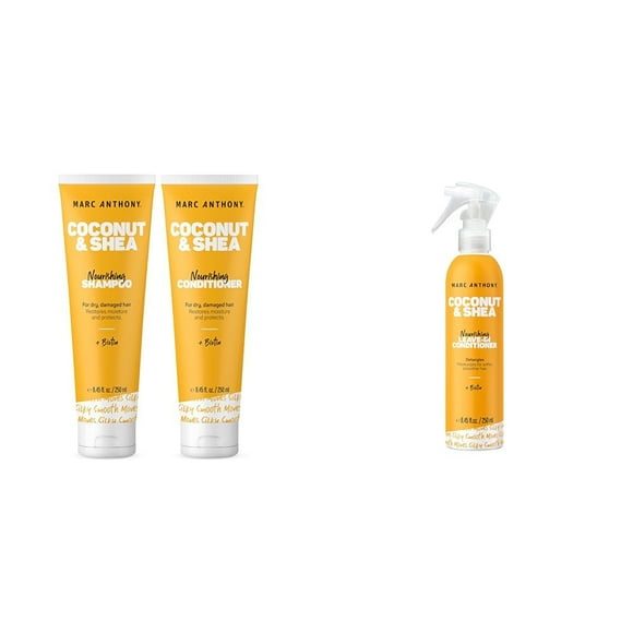 Marc Anthony Coconut Oil & Shea Butter Shampoo & Conditioner â Biotin & Keratin - Sulfate Free & Coconut Oil & Shea Butter Leave In Deep Conditioner for Breakage &
