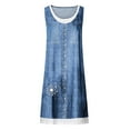 thumbnail image 3 of Cute Party Sun Dresses Daisy Print Knee Length Women's Casual Loose Flowy Tank Sundress for Women Beach Vacation Round Neck Sleeveless Midi Summer Shirt Dress for Women Light Blue XL, 3 of 4