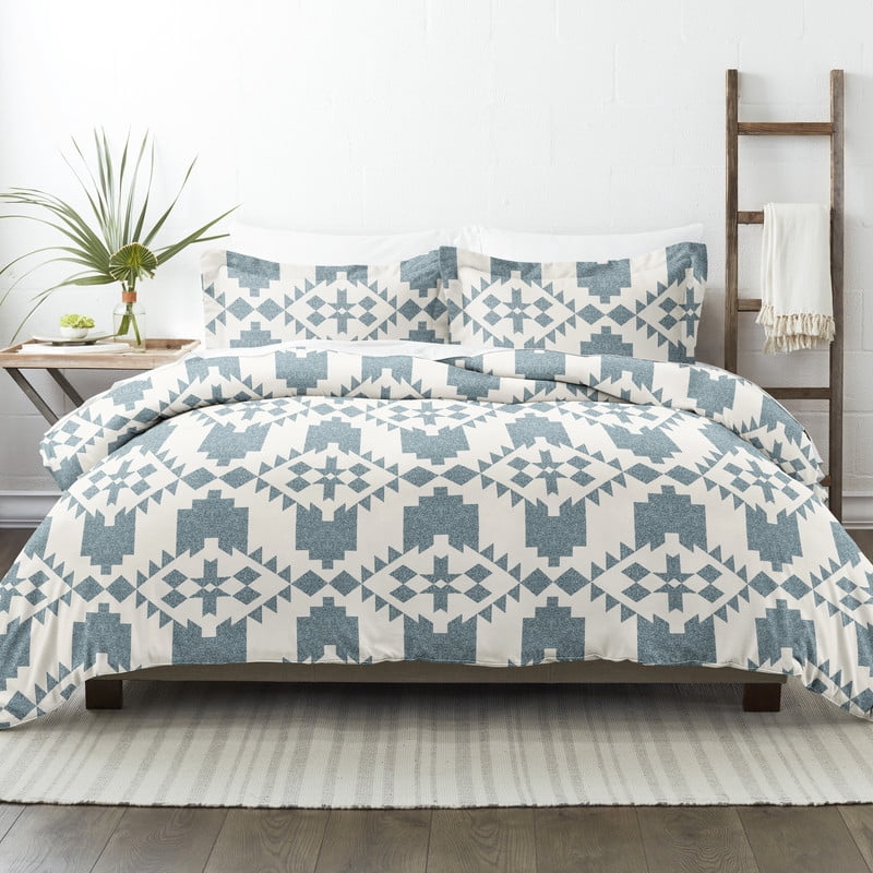 Noble Linens Teal Adobe Diamond Reversible 2-Piece Duvet Cover Set, Twin/Twin XL
