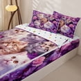 thumbnail image 3 of Manfei Cute Kitten Zipper Twin Comforter Sets with Fitted Sheet and 2 Pillowcases, Romantic Rose Butterfly Zipper Bedding Set, Purple, Polkadot Reversible, 4 Pieces, 3 of 7