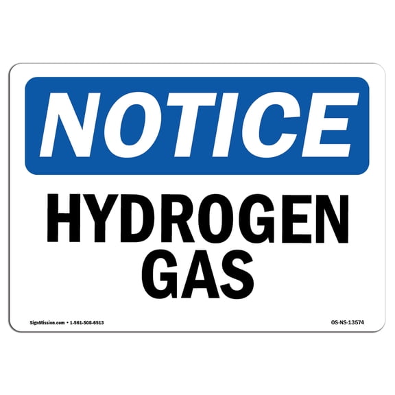 OSHA Notice Sign - Hydrogen Gas |  Aluminum Sign | Protect Your Business, Construction Site, Warehouse & Shop Area |  Made in the USA