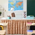 thumbnail image 6 of MudFree Teacher Desk Skirt 4.6 ft Beige Gingham Desk Decor, Table Skirt for Office Classroom Home Party Table Cover, 6 of 7