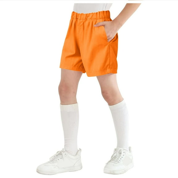 Gibobby Toddler Boys Shorts French Terry Boys Cotton Shorts with Drawstring Casual Elastic Waist(Orange,5-6 Years)