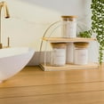 thumbnail image 3 of Mini Glass Apothecary Jars, Bathroom Organizers and Storage, with Bamboo Lids, Small Kitchen Containers, For Cotton Balls, Pads and Swabs, 10 oz, Set of 3, 3 of 5