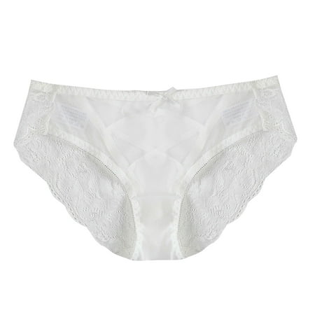 

CLZOUD Cheeky Panties for Womens White Lace Lace Plus Size Underwear Hollow Out Mesh Back Low Waist Thin Women Panties M