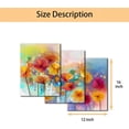 thumbnail image 4 of Colorful Floral Canvas Wall Art Print Watercolor Style Various Colord Flowers Painting Wall Decor for Living Room Home Decoration Gallery Wrapped Posters and Prints - 12" x 16" x 3 Panels, 4 of 6