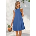 thumbnail image 6 of YOGAFOX Women's Summer Casual Beach Vacation Sleeveless Crewneck Mini Dresses(DarkBlue,L), 6 of 7