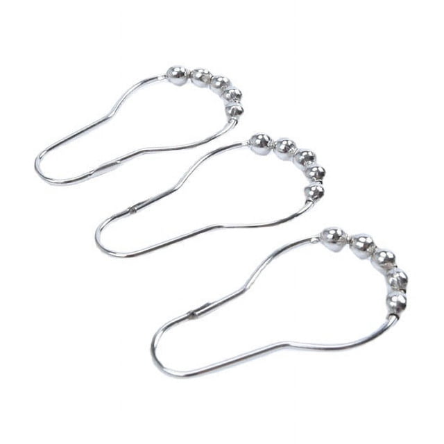 Ganchos para cortina de ducha, ganchos decorativos para cortina de ducha de acero inoxidable a prueba de óxido para barras de ducha de baño, juego de 12