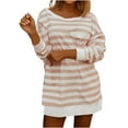 thumbnail image 3 of HVOBTTY Womens Long Sleeve Pullover Sweatshirt, Fall Tops for Women, Women's Casual Striped Print Back Crew Neck Cutout Loose Top with Pocket Orange, XL, 3 of 5