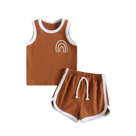 

Toddler Baby 2PCS Summer Clothes Sleeveless Graphic Print Tank Tops + Shorts Set