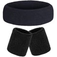 thumbnail image 1 of Nvzi Conjunto de muñequeras deportivas, conjunto de muñequeras deportivas que absorben la humedad y el sudor, muñequera de tela súper cómoda (negra), 1 of 5