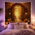 thumbnail image 2 of Autumn Woodland Gateway With Center Ornate Wrought Iron, Mystical Fantasy for Space Lovers, Galaxy Room Decor, Halloween Gift, Tapestry Wall Hanging for Bedroom and Dorm, 2 of 7