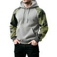 thumbnail image 4 of Men's Pullover Hoodie with Camouflage Print Raglan Sleeves and Adjustable Drawstring Hood Casual Fit Sweatshirt Top Light Gray 3XL, 4 of 5
