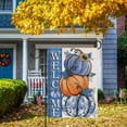 thumbnail image 5 of SM-XLHN Welcome Fall Blue Pumpkin Small Decorative Garden Flag, Autumn Plaid Check Sunflower Yard Lawn Outside Decor, Thanksgiving Seasonal Burlap Outdoor Home Decoration Double Sided 12 x 18, 5 of 6