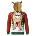 thumbnail image 1 of WREESH Men's Fleece Christmas Antlers Hooded Printed Sweatshirt Jacket, 1 of 5