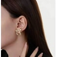 thumbnail image 3 of Gold Sliver Bow Earrings for Women Cute Ribbon Earrings Gold Silver Bow Knot Earring Bow Stud Earrings Birthday Party Jewelry Christmas Gifts for Women, 3 of 7