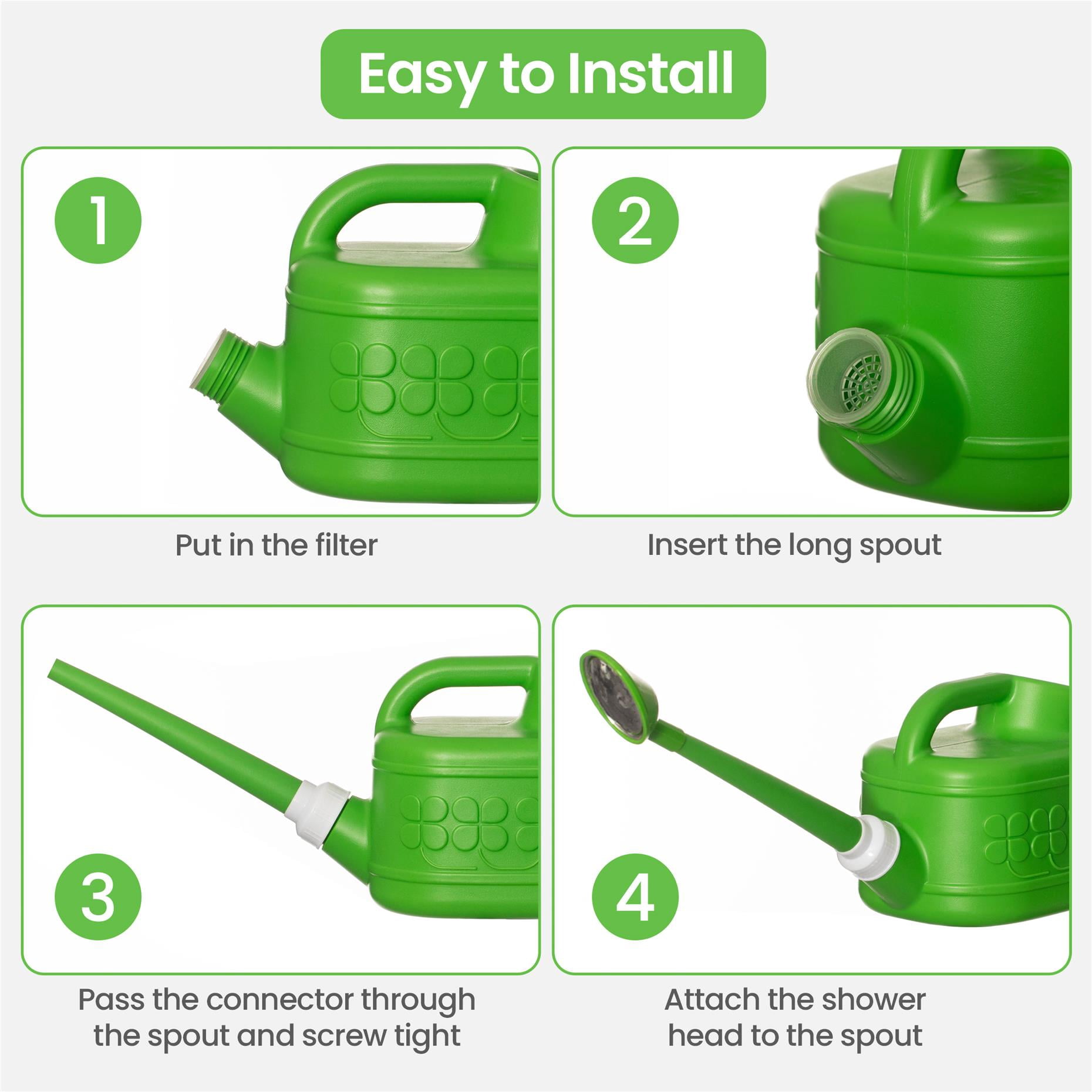 Plastic 1-Gallon Watering Can with Spout and Handle for Indoor & Outdoor Plant Care & Maintenance