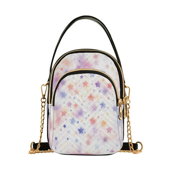 ALAZA Chain Crossbody Bags for Women Stars Colorful Shoulder Handbag Phone Purse