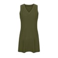 thumbnail image 5 of Women's Sleevelee Tank Dress 2025 Summer Casual V Neck Basic Split Mini Tshirt Sundresses Fashion Outfits, 5 of 6