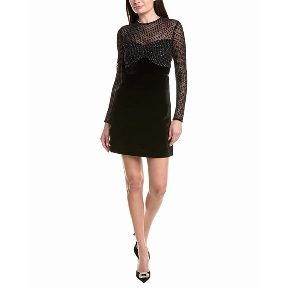 Sandro womens  Velvet Mini Dress, 34, Black