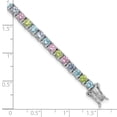thumbnail image 6 of Sterling Silver Rhodium-plated Polished Pastel Green, Pink, Blue and Purple CZ 7.25 inch Bracelet, 6 of 6