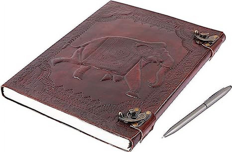 OVERDOSE Elephant Leather Journal Diary Notebook - Handcrafted Journal For School Students, College, Office, Notebook, Sketchbook for Men And Women - Size 6 x 8 inches | 15 x 20 cm | A5