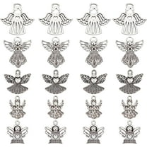 1 Box 50Pcs 5 Style Guardian Angel Charms Angel Wing Charms Bless Lucky Charm Fairy Wing Tibet Style Alloy Fairy Charm for Jewelry Making Charms DIY Craft Bracelets Necklace Earrings Women