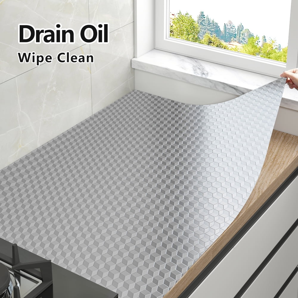Kitchen Wallpaper Oil Proof Sticker Waterproof Heat Kitchen Backsplash,Aluminum Foil Peel and Stick Contact Paper for Wall,Countertops (23.6''X196'')