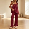 thumbnail image 3 of Lmueinov Womens Pajamas Set 2 Piece Ruffle Pajama Soft Tank Tops and Long Wide Pants Pocket Sleepwear Lounge Sets for Women Set Sleeveless, S-2XL, 3 of 8