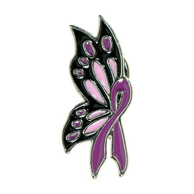 Domestic Violence Awareness Ribbon Brooch Lapel Pin Purple Support Jewelry for Cause