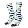 thumbnail image 2 of Uemuo Daisy Striped Nautical Pattern Women's Crew Socks, Soft Durable Breathable Moisture-Wicking with Odor Control Cotton socks, 2 of 9