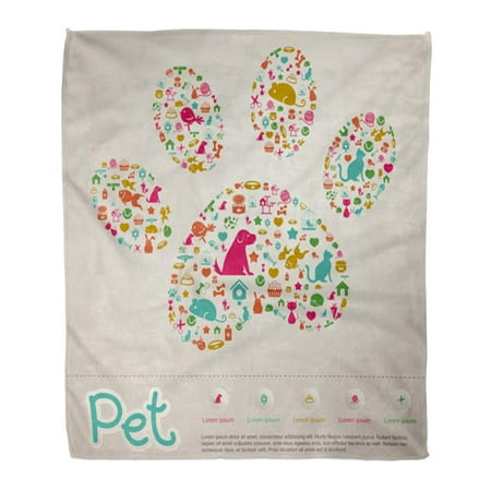 Dog Blankets And Throws LADDKE Flannel Throw Blanket Dog Cute Creative and Pet Infographic Badge Soft for Bed Sofa and Couch 50x60 Inches ()