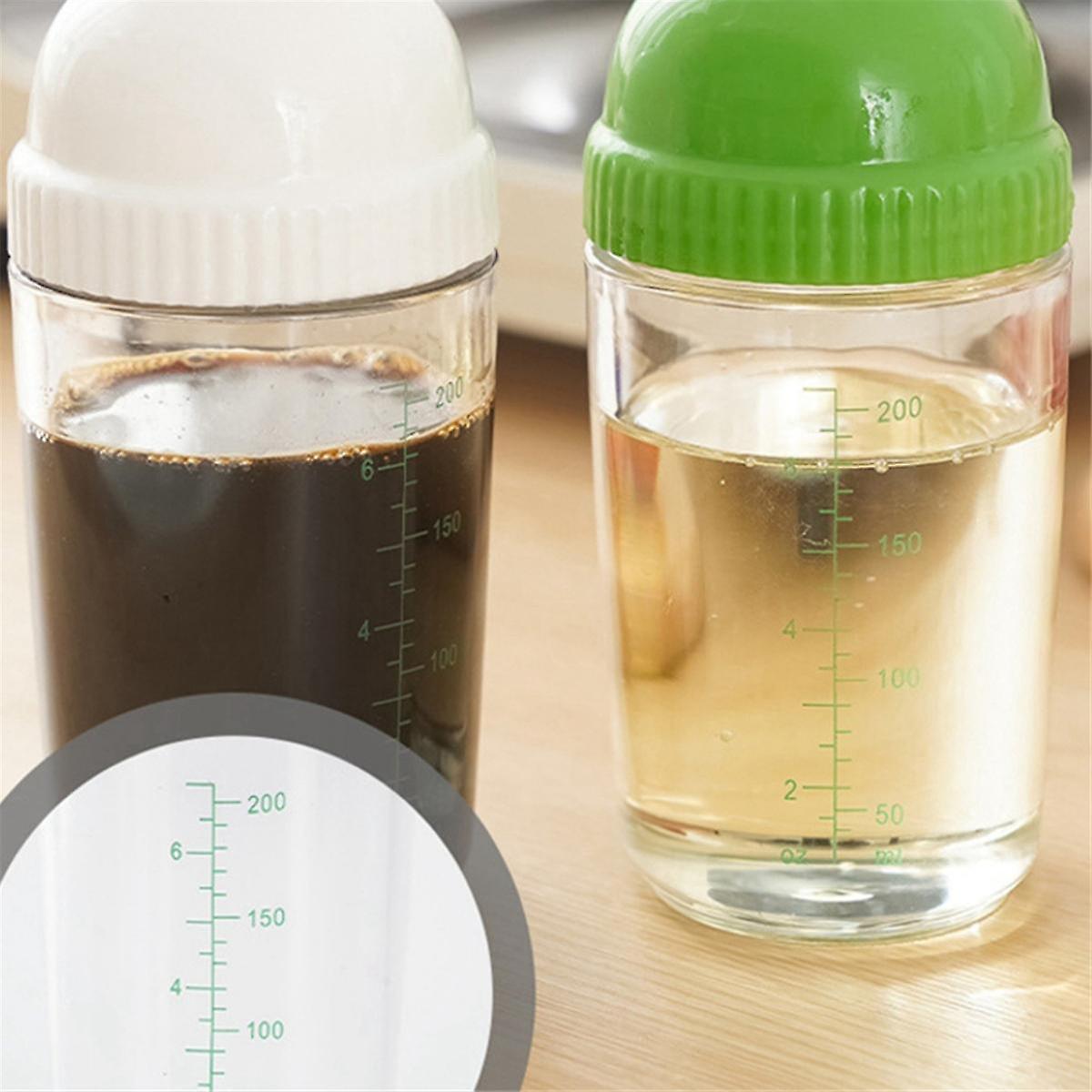 Shaker à vinaigrette avec mesure, 200 ml en plastique avec couvercle, mélangeur à vinaigrette et distributeur pour salade, sauce soja (noir Shaker à vinaigrette avec mesure, 200 ml en plastique avec couvercle, mélangeur à vinaigrette et distributeur pour salade, sauce soja (noir