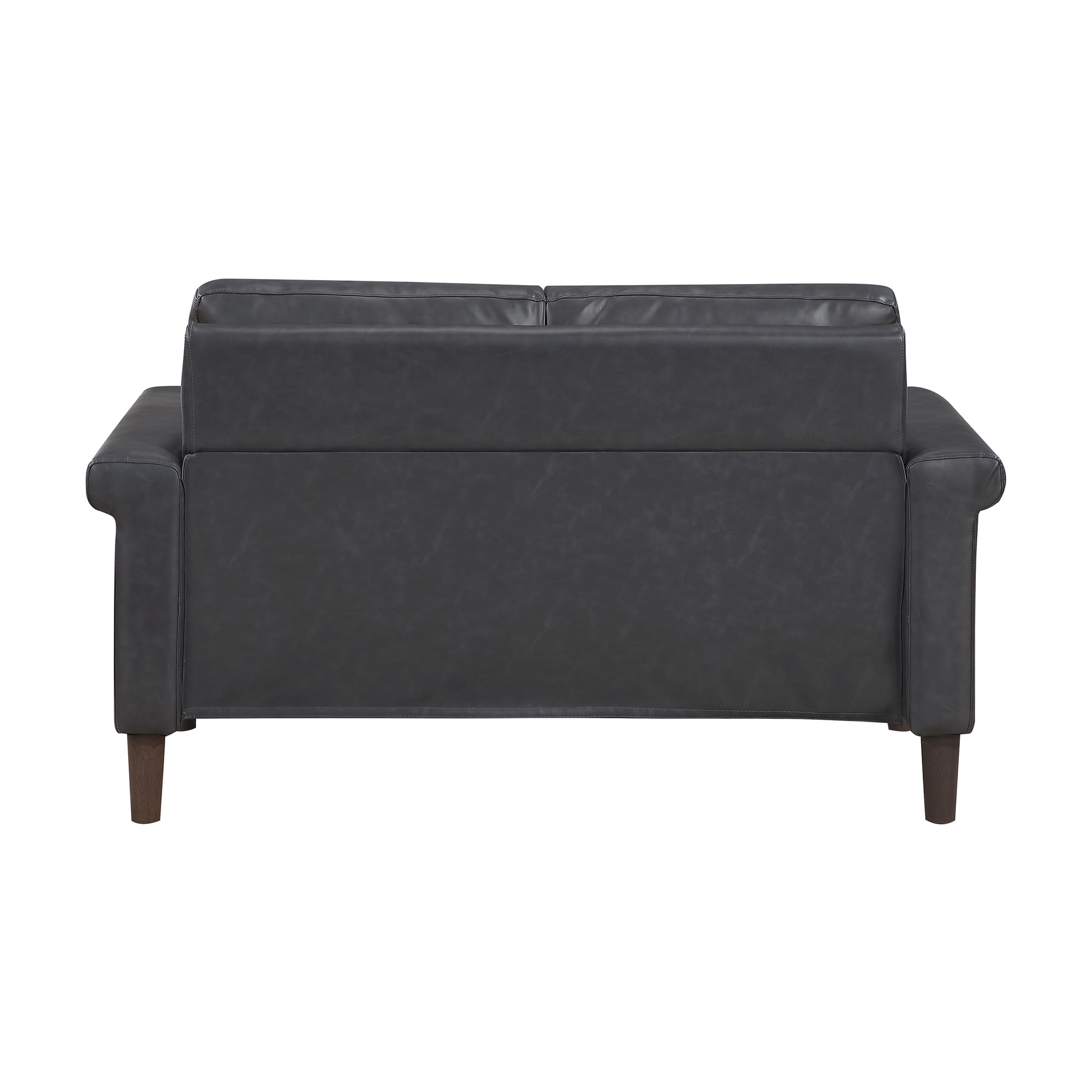 OakvillePark Hartwell Faux Leather Love Seat with Nailhead Trim, Dark Gray